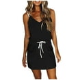 thumbnail image 1 of Elainilye Fashion Women Dresses Casual Summer Waist Camis Sleeveless V-Neck Dress with Pocket Vacation Dress,Black, 1 of 5