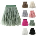 thumbnail image 1 of Elainilye Fashion Women Fairy Skirt Versatile Solid Color Short Skirt Mesh Skirt Multilayer Short Skirt,Black, 1 of 8