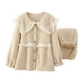 thumbnail image 1 of Elainilye Fashion Women Pajama Sets Casual Winter Fleece Loungewear Long Sleeve Nightwear Two Piece Sets Homewear,Beige, 1 of 3