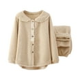 thumbnail image 1 of Elainilye Fashion Women Pajama Sets Casual Winter Fleece Loungewear Long Sleeve Nightwear Two Piece Sets Homewear,Beige, 1 of 3