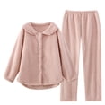 thumbnail image 1 of Elainilye Fashion Women Pajama Sets Casual Winter Fleece Loungewear Long Sleeve Nightwear Two Piece Sets Homewear,Pink, 1 of 9