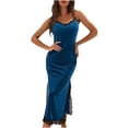 thumbnail image 1 of Elainilye Fashion Women Pajamas Nightgown Lace Nightdress Camisole Sleepdress Long Nightdress Homewear Nightwear,Blue, 1 of 4