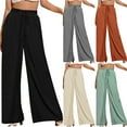 thumbnail image 1 of Elainilye Fashion Women Pants Summer Casual Loose Wide Leg Pants Solid Trousers Baggy Pants Loungewear,Red, 1 of 9