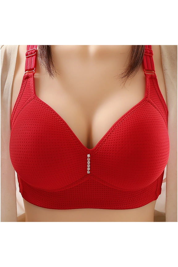 Fashion Women'S Bras Lace Traceless Bra Wirefree Gathered Cups Bra Pregnant Breastfeeding Underwear Daily Bra,Red
