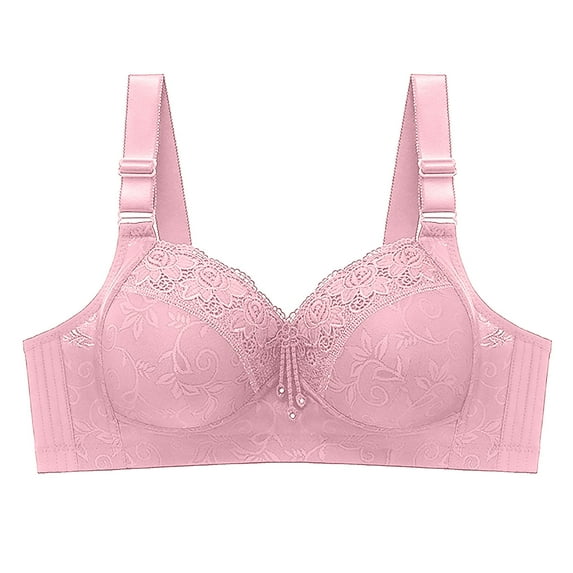 Elainilye Fashion Women'S Bras No Wire Bras Plus Size Comfortable Breathable Bra Wirefree Non-Magnetic Buckle Underwear,Pink