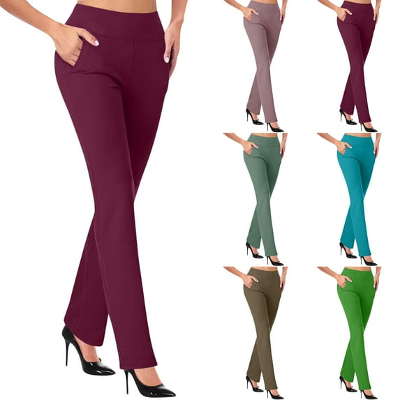 Elainilye Fashion Women'S Pants Casual Temperament Solid Color Knitted Micro Pull Slim Flare Trousers Skinny,Purple