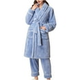 thumbnail image 1 of Elainilye Fashion Women'S Robes Leisure Comfortable Winter Nightgown Plus Size Homewear Casual Thickened Fleece Pajamas,Blue, 1 of 8