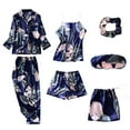 thumbnail image 1 of Elainilye Fashion Women'S Sleepwear Pajamas Sets Homewear Silky PJ Set Nightwear Loungewear Seven PC Sets,Blue, 1 of 3