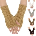 thumbnail image 1 of Elainilye Fashion Women and Men Winter Gloves Wrist Arm Warmer Solid Knitted Long Fingerless Gloves Mitten Knitted Wool Gloves,Yellow, 1 of 5