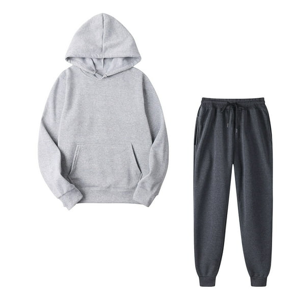 Elainilye Fashion Women's 2 Piece Outfits Fall Winter Sports Set Tracksuits Long Sleeve Pullover Hoodies Pants Suit,Gray