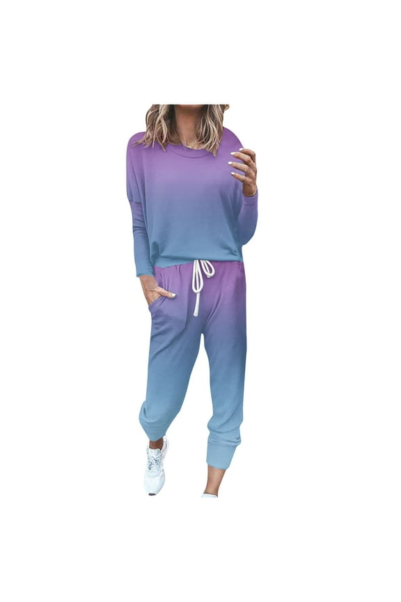 Fashion Women's Activewear Set Loose Two-piece Sets Long Sleeve Sweatshirts And Sweatpants Set Casual Sweatsuit,Blue