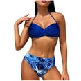 thumbnail image 1 of Elainilye Fashion Women's Bikini Swimsuit Triangle Top Side Tie Bottom Bikini Swimwear Bathing Suit,Blue, 1 of 5
