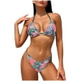 thumbnail image 1 of Elainilye Fashion Women's Bikini Swimsuit Triangle Top Side Tie Bottom Bikini Swimwear Bathing Suit,Pink, 1 of 4