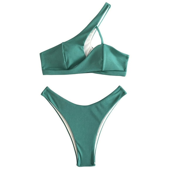 Elainilye Fashion Women's Bikini Swimsuits Solid Two Piece Sexy Bikini Push-Up Pad Swimwear Swimsuit Beachwear Set,Green