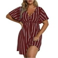 thumbnail image 1 of Elainilye Fashion Women's Casual Dresses Plus Size Sexy Summer V Neck Short Sleeve Loose Print Dress Boho Dress,Red, 1 of 8