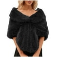 thumbnail image 1 of Elainilye Fashion Women's Faux-Fur Collar Scarf Wrap Cold Winter Warmer Elegant Long Shawl Wrap,Black, 1 of 7