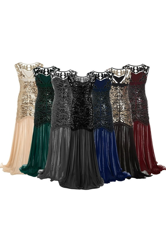 Fashion Women's Formal Dresses Sleeveless V-Neck Sequin Maxi Long Evening Dress Party Prom Dress,Red