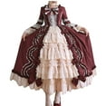 thumbnail image 1 of Elainilye Fashion Women's Formal Dresses Vintage Gothic Court Gown Cake Skirt Lace Clashing Dress Plus Size Dress,Red, 1 of 8