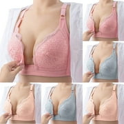 Elainilye Fashion Women's Front Closure Bras Lace Underwear Postpartum Feeding To Sagging Pregnant Bras Wireless Bras,Gray