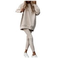 thumbnail image 1 of Elainilye Fashion Women's Jogger Sets Fall Winter Thickened Plush Sweatsuit Sweatshirt and Long Pants 2 Piece Set,Beige, 1 of 6
