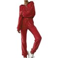 thumbnail image 1 of Elainilye Fashion Women's Jogger Sets Solid Color Hooded Sweatshirt and Sweatpants 2 Piece Set Casual Long Sleeved Sweatsuit Set,Pink, 1 of 4
