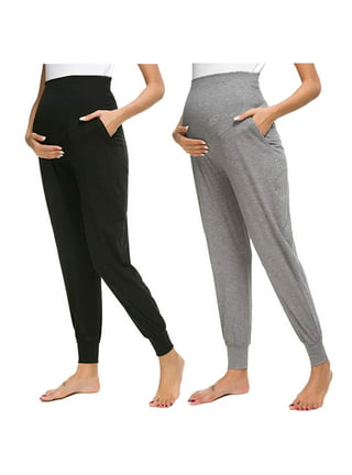 POSHDIVAH Women's Maternity Capri Leggings Over The Belly Pregnancy Workout  Active Stretchy Pants with Pockets 2Pcs Black X-Small at  Women's  Clothing store