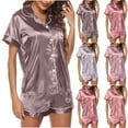 thumbnail image 1 of Elainilye Fashion Women's Pajama Sets Casual Homewear Short-Sleeve Tops Shorts Set Nightwear 2 Piece Pajamas Suits,Pink, 1 of 7