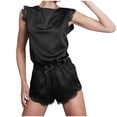 thumbnail image 1 of Elainilye Fashion Women's Pajamas Short Sleeve Pajamas Casual Short Pajamas Homewear Sleepwear,Black, 1 of 9