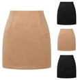 thumbnail image 1 of Elainilye Fashion Women's Pencil Skirt Casual Solid Color High Waist Tight Pencil Skirt,Brown, 1 of 5