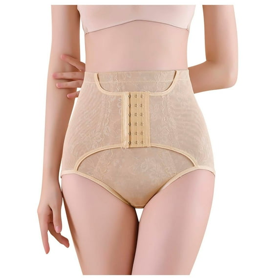 Elainilye Fashion Women's Shapewear Bodysuits Butt Lifting Panties Lace High-Waist Buttocks Body Shaper Underwear,Beige