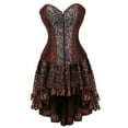 thumbnail image 1 of Elainilye Fashion Women's Shapewear Bodysuits Lace Goth Court Corset Bodysuit Body Shapewear Sets,Brown, 1 of 2