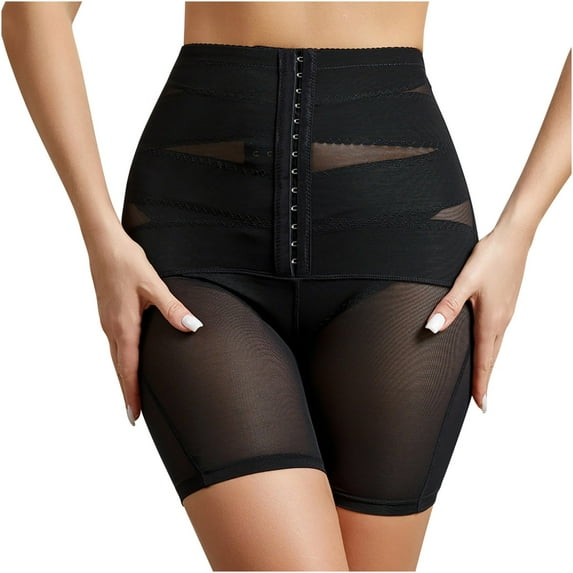 Elainilye Fashion Women's Shapewear Tummy Control High Waist Tight Belly Pants for Postpartum Fake Buttress Butt Lifting Pants,Black