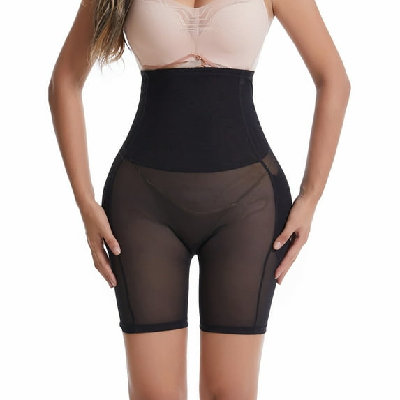 Elainilye Fashion Women's Shapewear Tummy Control High Waisted Body Shaper Shorts Lace Butt Lift Yoga Body Shaping Pants Leggings,Black