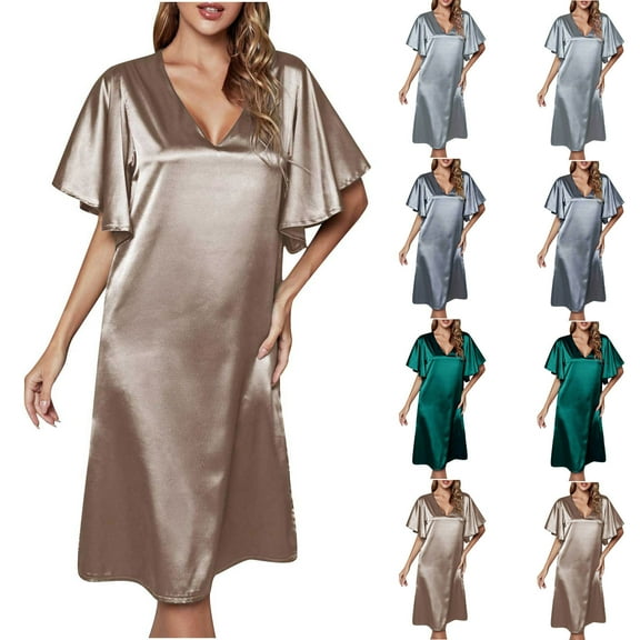 Elainilye Fashion Women's Sleepwear Printed Comfortable Loose Sleeveless Casual Nightdress Dress Pajamas,Blue