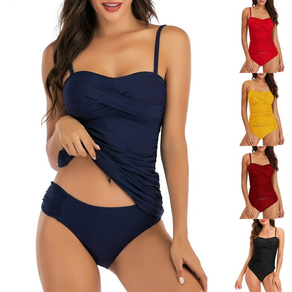 Elainilye Fashion Women's Swimsuits Two Piece Bathing Suit New Swimwear Sexy Casual Bikini Set Swimsuit Swimwear,Red