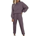 thumbnail image 1 of Elainilye Fashion Women's Tracksuit Solid Color Long Sleeve Pullover Top And Pants 2 Piece Set Matching Sweat Suits,Bronze, 1 of 9