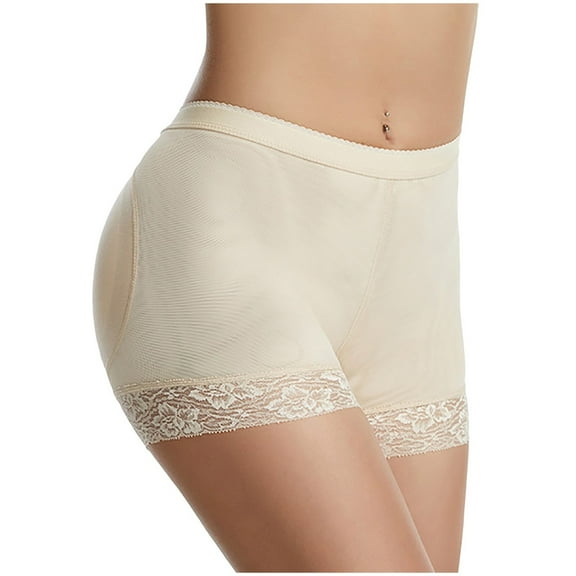 Elainilye Fashion Women's Underwear Hip Lift Panties Comfortable Breathable Underwear Buttocks Belly-up Briefs Panties,Beige
