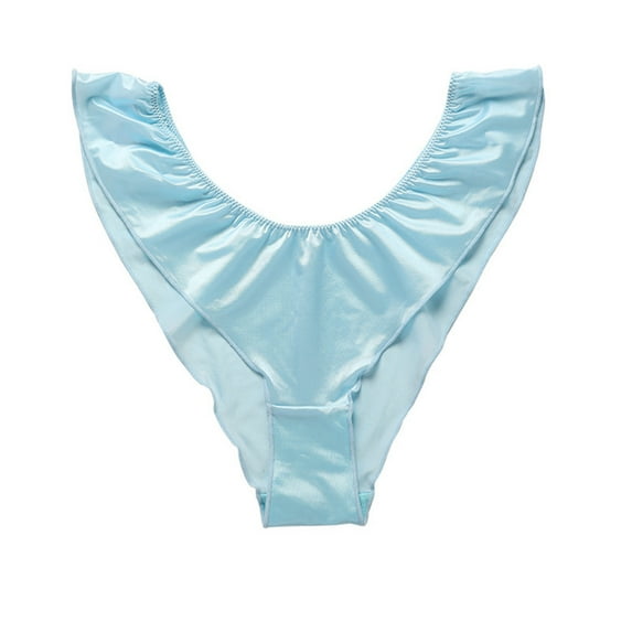 Elainilye Fashion Women's Underwear Lace Sexy Breathable Double Thin Belt with Low Waist Underwear Briefs,Blue