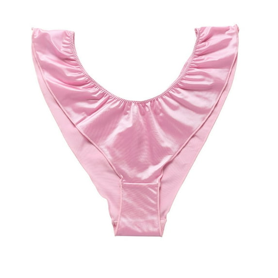 Elainilye Fashion Women's Underwear Lace Sexy Breathable Double Thin Belt with Low Waist Underwear Briefs,Pink