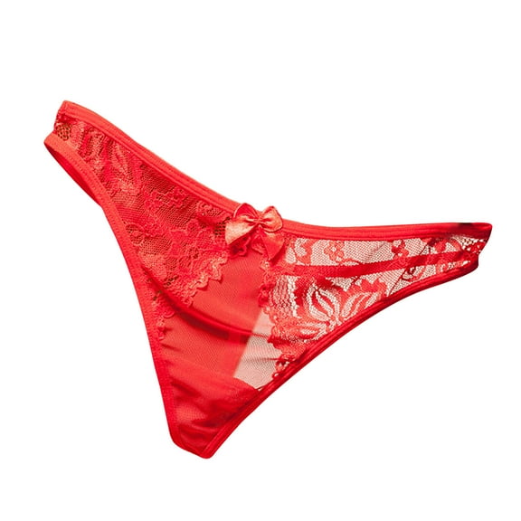 Elainilye Fashion Women's Underwear Sexy Lace See-Through Breathable Thongs Briefs Panties Lingerie Underwear,Red
