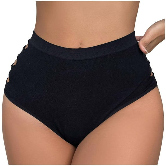Elainilye Fashion Women's Underwear Sexy Seamless Underwear with Triangular Hollow Breathable Underwear Panties,Black