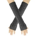 thumbnail image 1 of Elainilye Fashion Women's Winter Fingerless Gloves Twisted Knitted Wool Gloves Winter Warm Half Finger Mittens Fingerless Long Gloves,Gray, 1 of 5