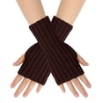 thumbnail image 1 of Elainilye Fashion Women's Winter Fingerless Gloves Woolen Gloves Straight Arm Sleeves Fake Sleeves Knitted Gloves Warm Gloves,Brown, 1 of 6