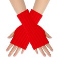 thumbnail image 1 of Elainilye Fashion Women's Winter Fingerless Gloves Woolen Gloves Straight Arm Sleeves Fake Sleeves Knitted Gloves Warm Gloves,Red, 1 of 6