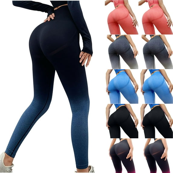Elainilye Fashion Womens Athletic Pants Casual Gradient Print Yoga Pants High Waist Loose Straight Long Pants,Black