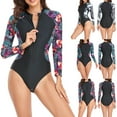 thumbnail image 1 of Elainilye Fashion Womens Bathing Suits Long Sleeve Diving Suit Siamese Sexy Summer Beach Surfing One-Piece Zipper Swimsuit,Green, 1 of 9