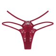 thumbnail image 1 of Elainilye Fashion Womens Bikini Underwear Cotton Lace Thong with Thin Metal Straps Comfortable and Breathable Low Waisted Briefs,Red, 1 of 6