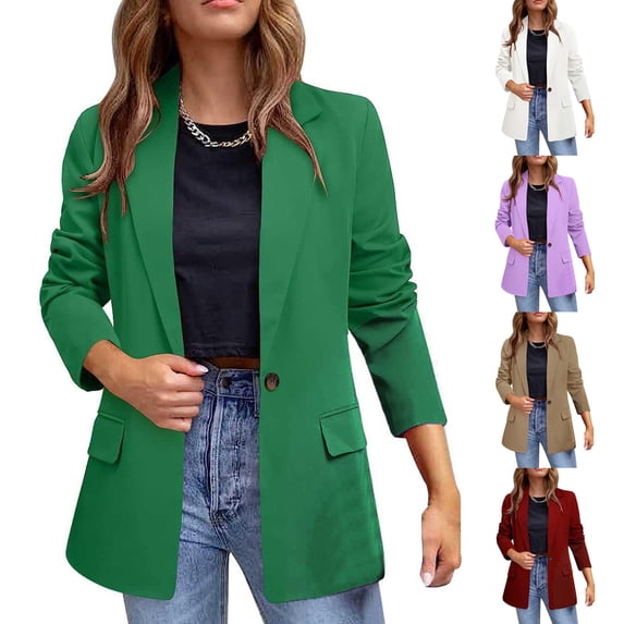 Elainilye Fashion Womens Blazer Jacket Turn Down Collar Long Sleeve Casual Coat Cardigan Blouse Jacket,Brown