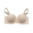 thumbnail image 1 of Elainilye Fashion Womens Bra Wirefree Gathering Bra Seamless Bra With Detachable Shoulder Straps Daily Bra,Beige, 1 of 4