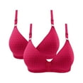 thumbnail image 1 of Elainilye Fashion Womens Bras 2pcs Embroidered Glossy Comfortable Breathable Bra Underwear Wirefree Gathered Bra,Pink, 1 of 8